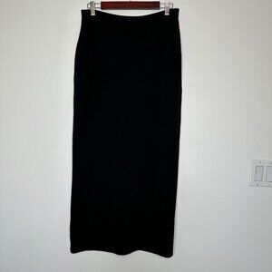 St John Maxi Skirt Black Santana Knit Side Slit Vintage Size 10